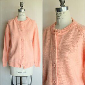 Vintage 1960s Sweater, Full Fashioned Orange Knit Cardigan